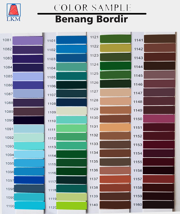 Katalog Warna Benang Bordir 70 Gram