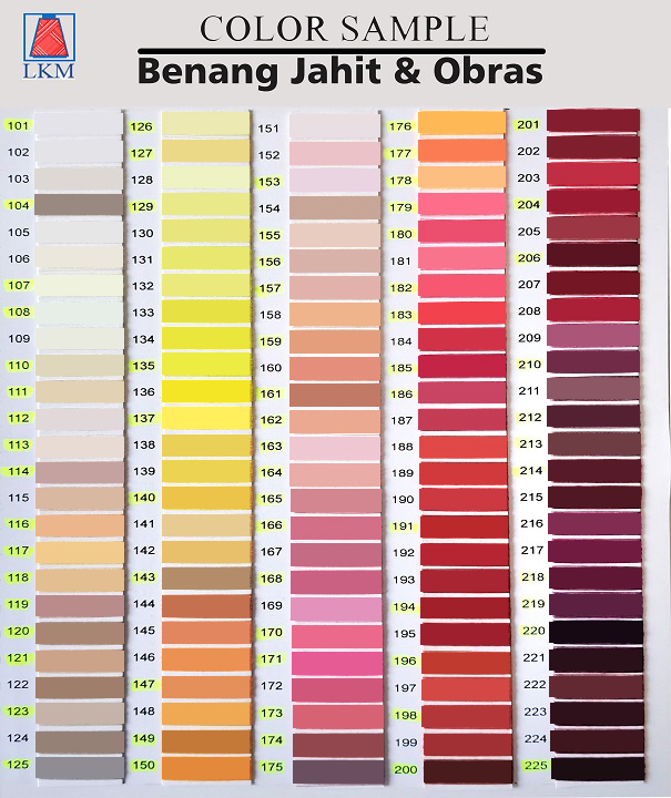 Katalog Warna Benang Jahit 20/2 133 Gram