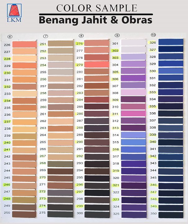 Katalog Warna Benang Jahit 20/2 133 Gram