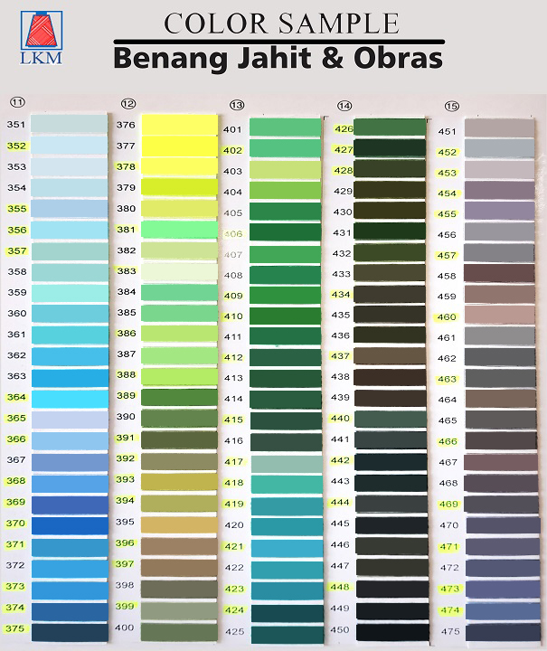 Katalog Warna Benang Jahit 20/2 133 Gram